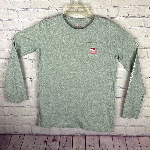The Vineyard Vines Kid's Christmas Gray Long Sleeve Tee. Size. L - Picture 1 of 11